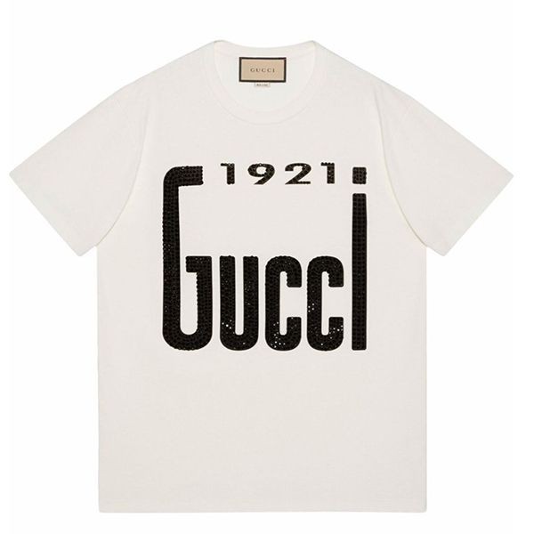 【国内発送】グッチ クリスタル"1921 グッチ" クルーネックロゴTシャツ パロディ 615044XJDZT9088