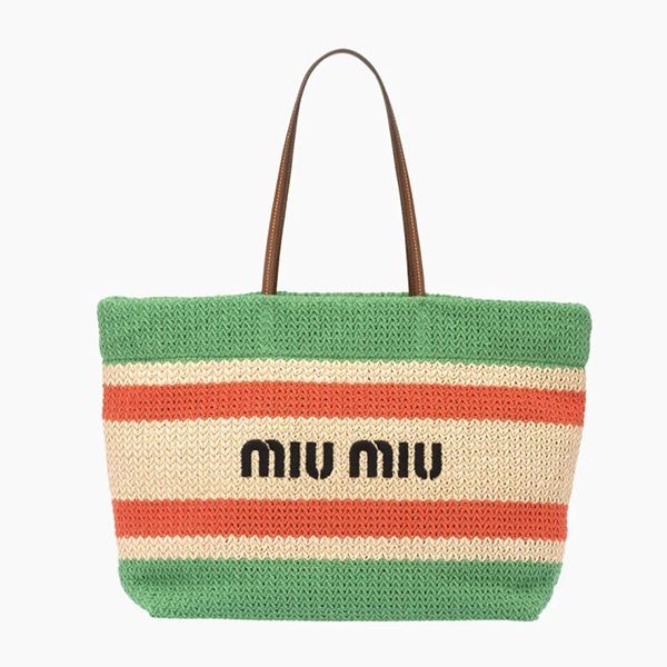 【MIU MIU】ラフィアと綿のショッピングバッグ コピー ラフィアトート 5BG228