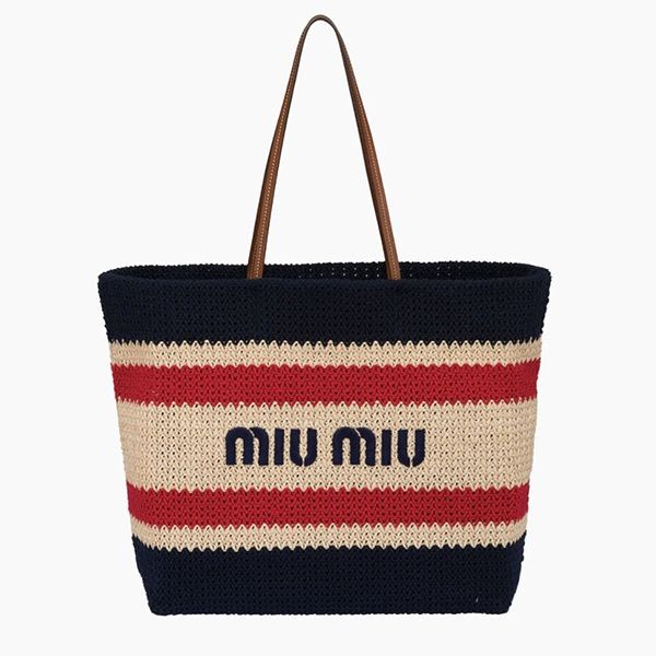 【MIU MIU】ラフィアと綿のショッピングバッグ コピー ラフィアトート 5BG228