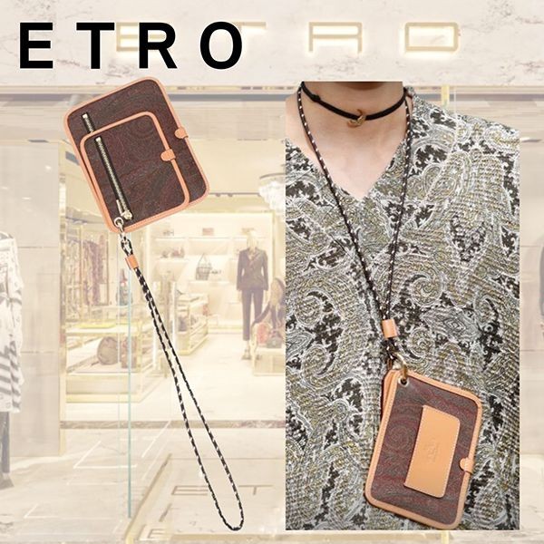 新作★ETRO 偽物★ペイズリープリント ダブルコインウォレット