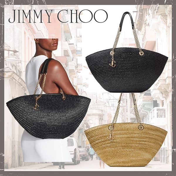 新作22SS♪Jimmy Choo ウーブンラフィア・バスケットバッグ かごバッグ 偽物 2色 MARIRAFFIATOTESFJO