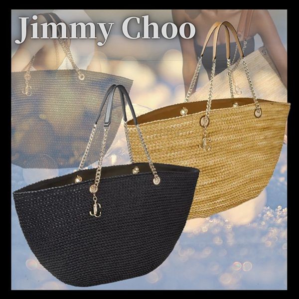 Jimmy Choo★バスケット バッグ かごバッグ コピー ライトゴールド JC エンブレム 2色 MARIRAFFIATOTEFJO