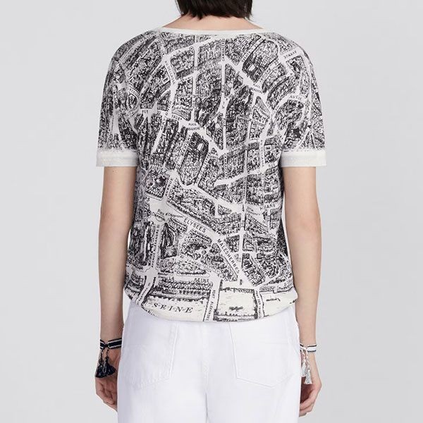 ディオール 偽物 Plan de Paris リネン カシミヤ シルク Tシャツ 324S28AM702_X0930