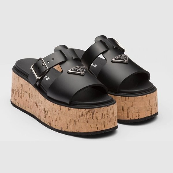 プラダ 偽物 Rubber wedge platform sandals ウェッジサンダル