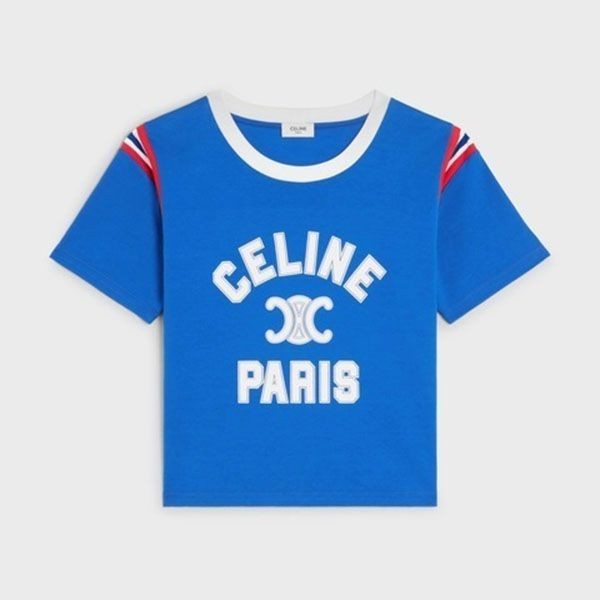 セリーヌ PARIS コットン ジャージー Tシャツ 偽物 ロゴ トリオンフ 2X99C671Q.38WL