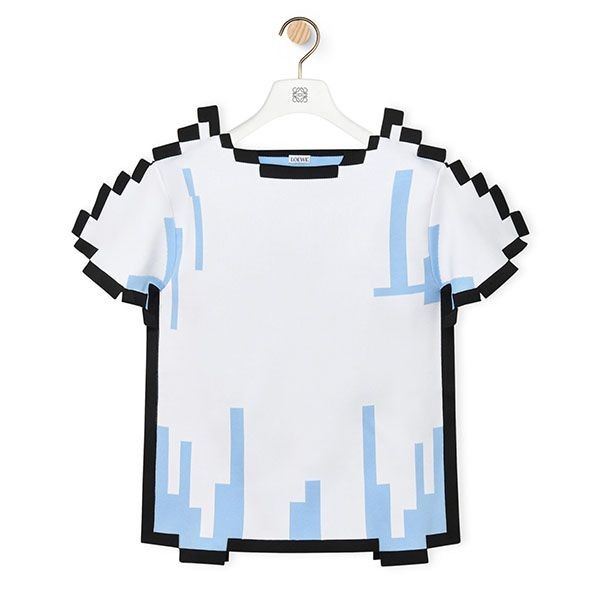 ロエベ Tシャツ 偽物 半袖 ピクセル テクニカルニット トップ A563R18X02