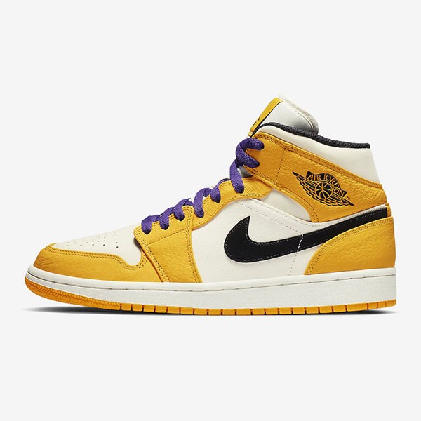 ナイキ Air Jordan 1 偽物 Mid SE "Lakers" Gold SS 19  852542-700