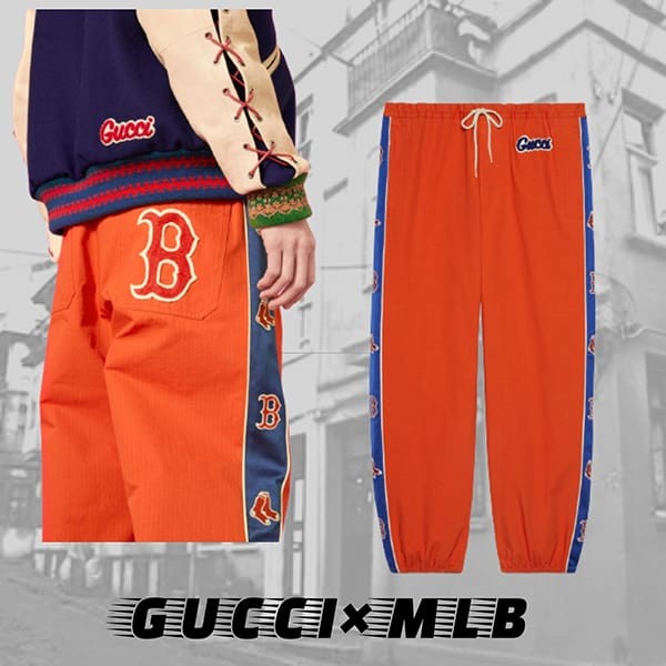 グッチ MLB レッドソックス パッチ付き ジョガーパンツ 偽物 717233ZALEP7708