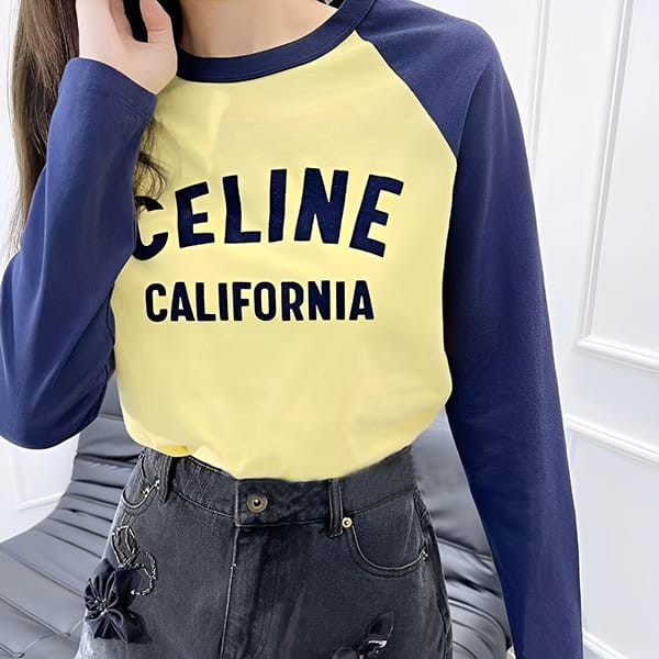 セリーヌ 70S ロゴ入り カリフォルニアTシャツ 偽物 2X19H671Q.11LD