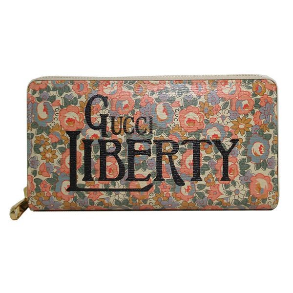 雑誌付録グッチ  LIBERTY 偽物プリント ラウンドジップ 長財布636249-13KCG