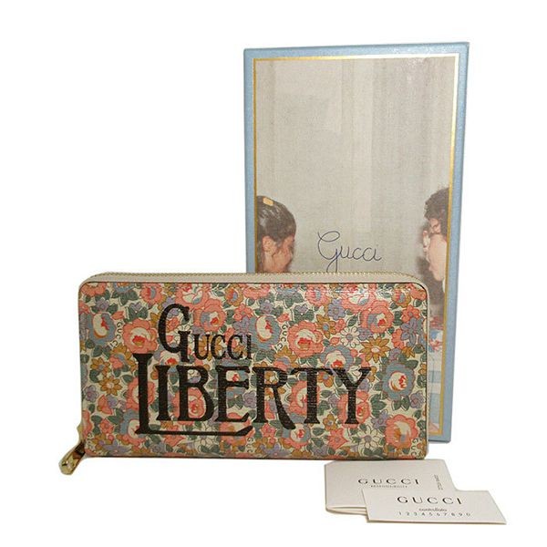 雑誌付録グッチ  LIBERTY 偽物プリント ラウンドジップ 長財布636249-13KCG