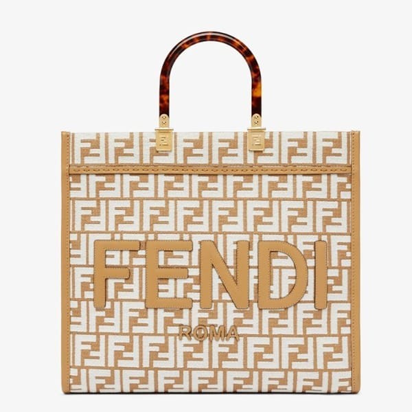大人気フェンディ ベージュ 刺繍FFモチーフ トートバッグ コピー 8BH386APZLF1MB1