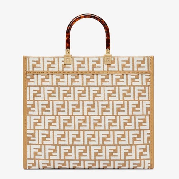 大人気フェンディ ベージュ 刺繍FFモチーフ トートバッグ コピー 8BH386APZLF1MB1