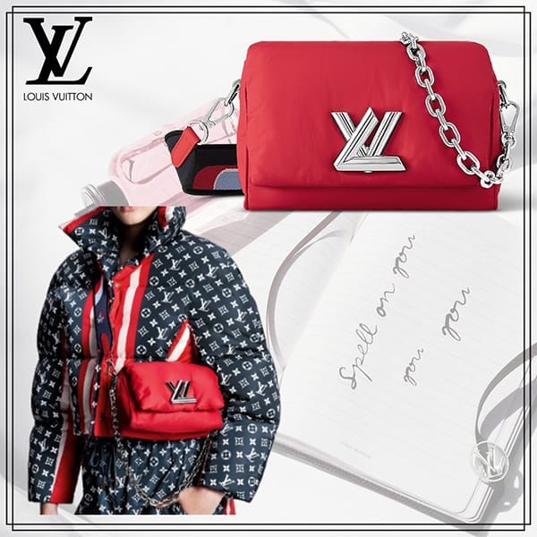 ルイヴィトン LV Ski ツイスト PM レッド ナイロン バッグ 偽物 M23419