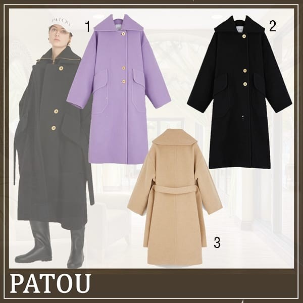 PATOU 偽物 パトゥ ダブルフェイス ウール マキシコート 3色