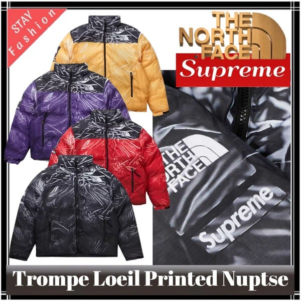 コラボ激レア Supreme×The North Face Trompe Loeil Printed Nuptse Jacket プリントヌプシ 偽物