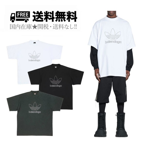 バレンシアガ アディダス tシャツ 偽物 激安 コラボ トレフォイル 723976TNVN