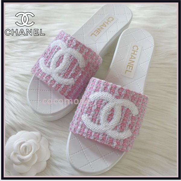 シャネル 厚底  サンダル N級品 ピンク w24050210