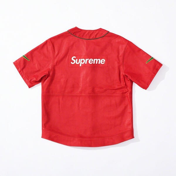 FW19 Supreme Nike  スーパーコピー Leather Baseball Jersey ベースボールシャツ