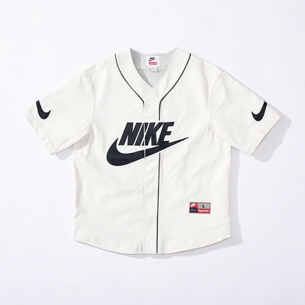 FW19 Supreme Nike  スーパーコピー Leather Baseball Jersey ベースボールシャツ