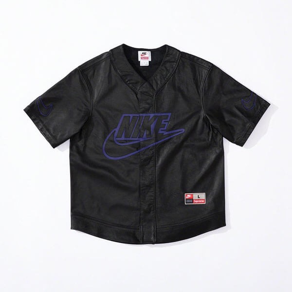 FW19 Supreme Nike  スーパーコピー Leather Baseball Jersey ベースボールシャツ