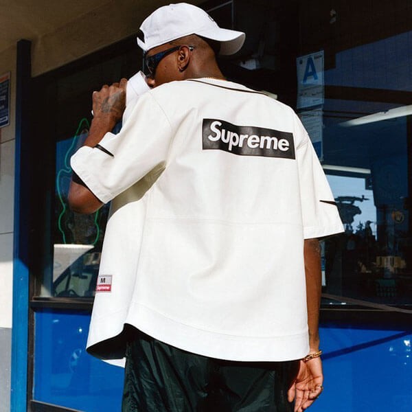 FW19 Supreme Nike  スーパーコピー Leather Baseball Jersey ベースボールシャツ