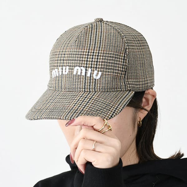 ミュウミュウ 偽物 ウェールズチェックウールCAP キャップ miu2222