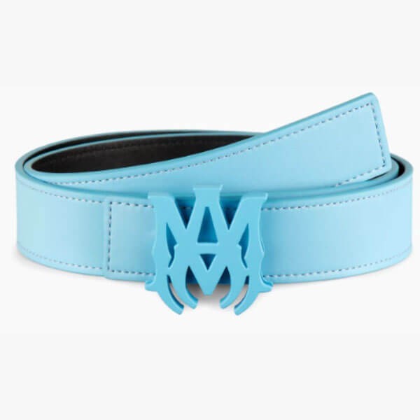 アミリ ベルトコピー Ma Buckle Leather リバーシブルベルトAir Blue Birch