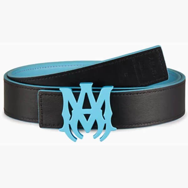 アミリ ベルトコピー Ma Buckle Leather リバーシブルベルトAir Blue Birch