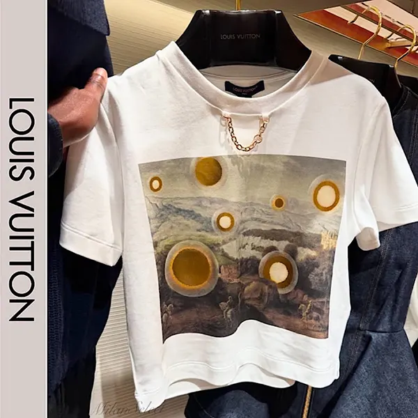 バイラ付録ルイヴィトン x Laurent Grasso プリントクロップドTシャツ 1AHIND