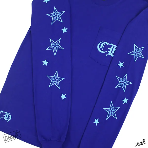 稀少★クロムハーツ N級品 ロンT/ラピスブルー CHスター w25041711