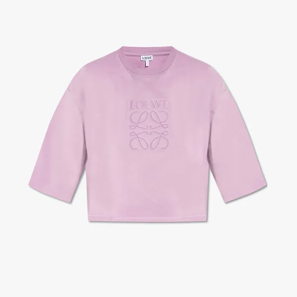 【ロエベ】アナグラム刺繍 クロップド Tシャツ 偽物 lew255151