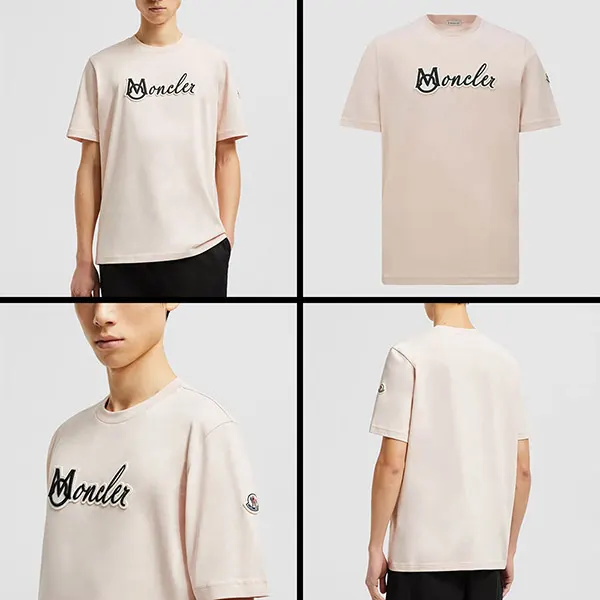 モンクレール 刺繍入り バーシティコットン Tシャツ 偽物 K10918C0001189AJS999