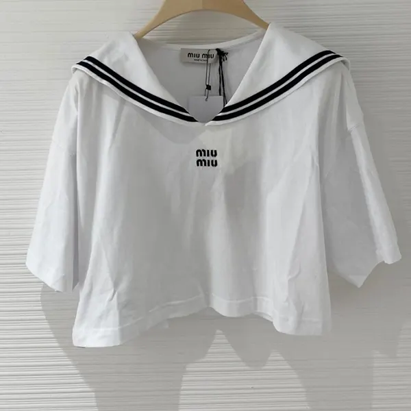 数量限定版！ミュウミュウ エンブロイダリー コットン Tシャツ MJN524-14EM-F0009