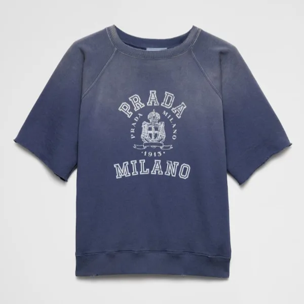 【プラダ パロディ】カレッジスタイル コットンフリース Tシャツ 135730