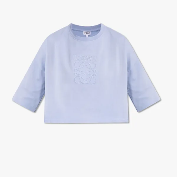 【ロエベ】アナグラム刺繍 クロップド Tシャツ 偽物 lew255151