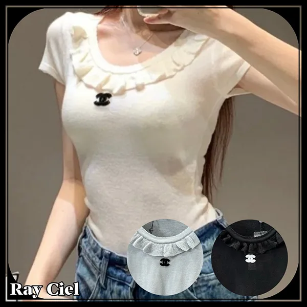 【胸元フェミニン♡オシャレに細見え】シャネル Tシャツ パロディ トップス cc255151