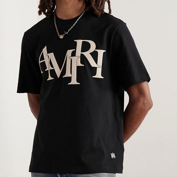 アミリ Tシャツ 激安 コピー ロゴ Staggered コットン 人気