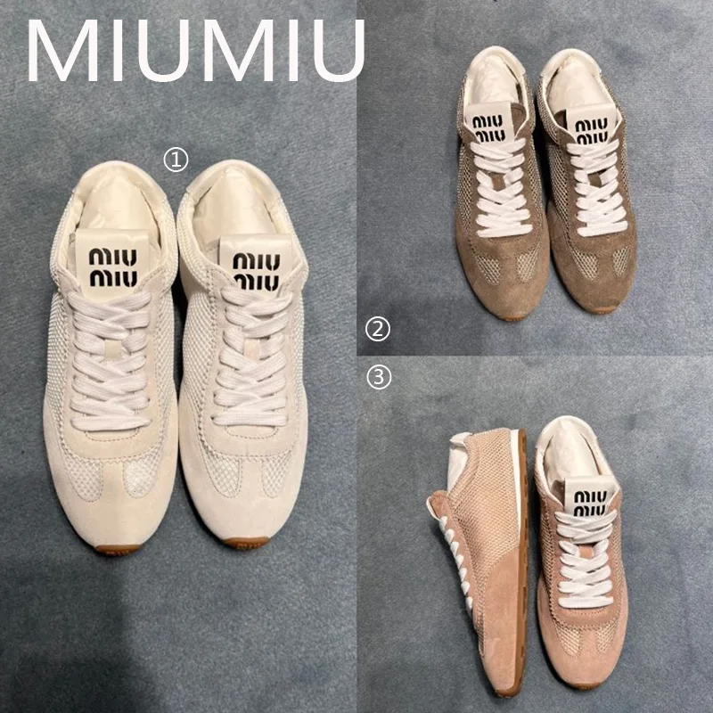 ◆完売前に◆ミュウミュウ 偽物 Plume メッシュ×スエード スニーカー 3色 miu0605