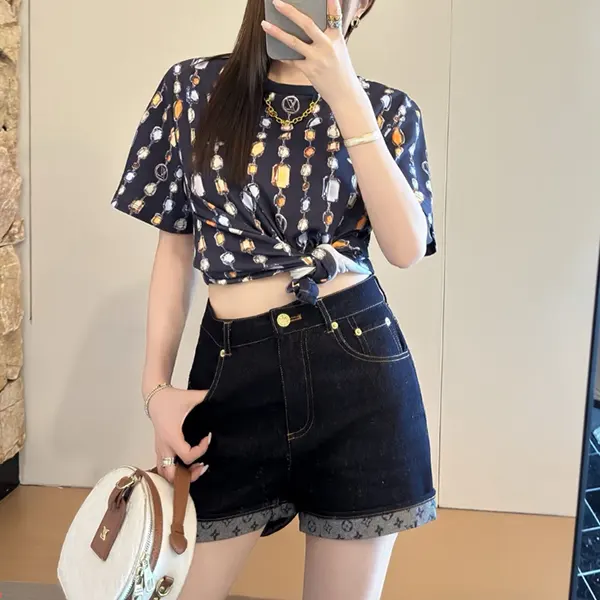 追跡付ルイヴィトン ネックレス プリントTシャツ コピー 1AI460