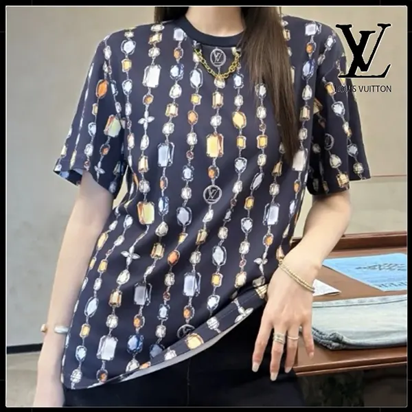 追跡付ルイヴィトン ネックレス プリントTシャツ コピー 1AI460