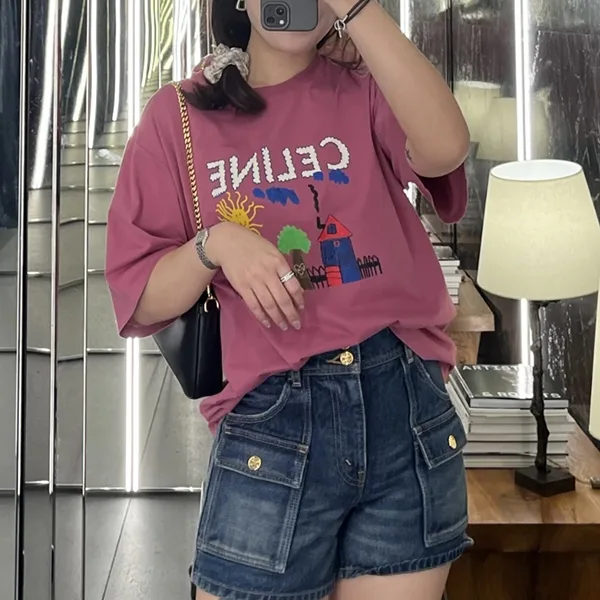 セリーヌ コットンTシャツ コピー t-shirt in cotton 選べる3色 RX0D5507Z