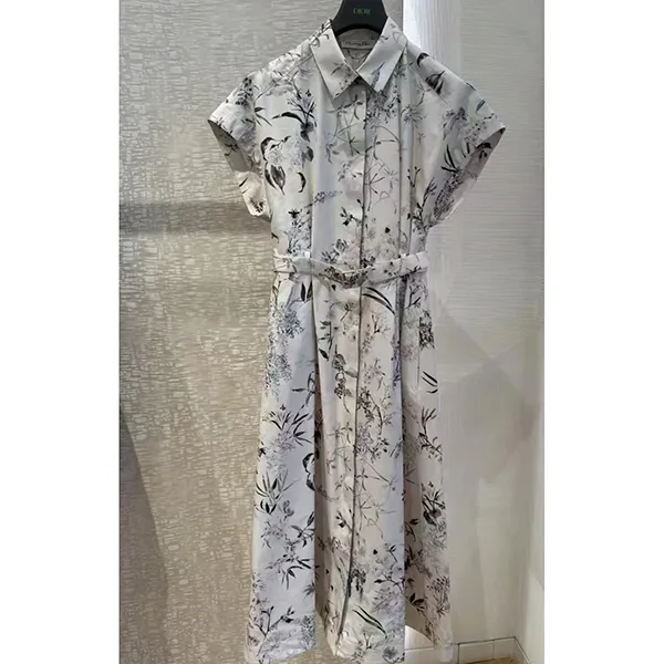 数量限定版！【花柄が華やか♪】ディオール パチモン ミディ丈シャツドレス 547D83A3A67