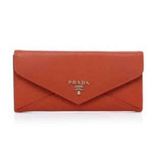 プラダコピー財布 PRADA レディース 2014新作 オレンジ カーフスキン 二つ折り長財布 pradawallet0227c-7